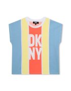 DKNY Tricou cu imprimeu logo - Portocaliu/Galben pal/Albastru deschis