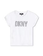 DKNY Tricou din bumbac cu decolteu la baza gatului - Alb