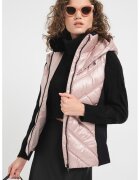 DKNY Vesta cu aspect matlasat si gluga - Negru/Roz prafuit