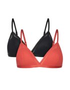 Dorina Set 2 sutiene 2X0464 - Poliester/Poliamida - Negru/Rosu