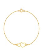 e-Crystal Bratara Aur 375 - 9K cu charm double heart-inima dubla - 18-19 CM