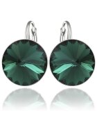 e-Crystal Cercei Argint 925 placat cu rodiu cu cristale Swarovski® Rivoli 14mm - Verde inchis