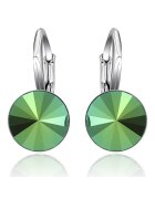 e-Crystal Cercei Argint 925 placat cu rodiu cu cristale Swarovski® Rivoli Leverback 8mm - Verde metalizat