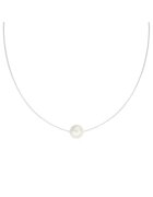e-Crystal Colier silicon cu Argint 925 placat cu rodiu cu Pearl - Crem/Argintiu