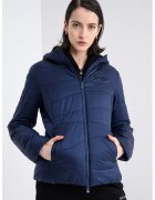 EA7 Jacheta matlasata cu croiala slim-fit si gluga - Bleumarin