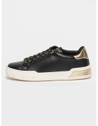 EA7 Pantofi sport de piele ecologica si logo perforat - Alb/Auriu/Negru