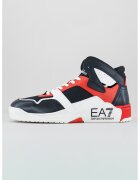 EA7 Pantofi sport mid-high de piele ecologica cu insertii de plasa - Rosu/Alb/Negru