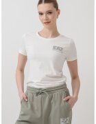 EA7 Tricou cu decolteu la baza gatului - Alb