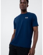EA7 Tricou cu decolteu la baza gatului si detaliu logo - Albastru royal