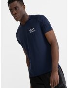 EA7 Tricou cu decolteu la baza gatului si maneci raglan - Bleumarin