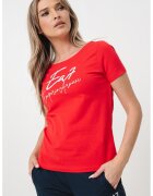 EA7 Tricou cu decolteu rotund si imprimeu logo - Rosu/Alb
