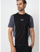 EA7 Tricou cu design colorblock - pentru fitness - Negru/Gri carbune/Alb murdar