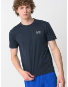 EA7 Tricou cu model uni Gircollo - Alb/Bleumarin