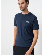 EA7 Tricou cu model uni Gircollo - Albastru ultramarin/Argintiu