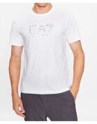 EA7 Tricou din bumbac cu emblemă - Alb