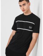 EA7 Tricou din bumbac cu logo - Alb/Negru stins