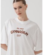 EA7 Tricou lejer din plasa cu broderie - Alb optic