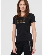 EA7 Tricou slim-fit din amestec de modal si bumbac - Auriu/Negru