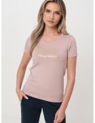 EA7 Tricou slim-fit din amestec de modal si bumbac - Auriu/Roz prafuit