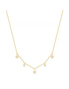 Eastside Colier placat cu aur de 14K - cu pandantive stele - Auriu