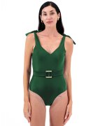 EDOS Costum de baie intreg cu o curea asortata - Verde englez
