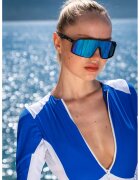 EDOS Costum de baie intreg uni cu fenta cu fermoar - Albastru royal/Alb optic