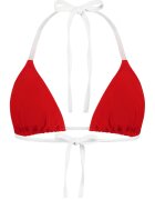 EDOS Sutien de baie cu cupe triunghiulare si model uni - Alb/Rosu inchis