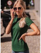 EDOTI Tricou de bumbac cu decolteu la baza gatului - Verde
