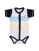 EEVI Body cu maneca scurta si capse in fata - - Bike - Gri cu maneci Bleumarin - pentru baietei - Gri