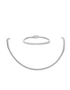 ElectraStore Set Bijuterii Tennis Din Argint Rodiat 925 Si Cristale Zirconia - 18 CM/40 CM