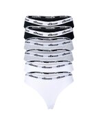 ELLESSE Set de chiloti tanga cu banda logo in talie Hillar - 6 perechi - Alb/Negru/Gri