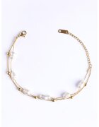 Emily Westwood Bratara placata cu aur de 18K decorata cu perle - Auriu/Alb optic
