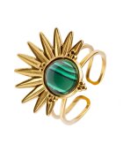Emily Westwood Inel de otel inoxidabil cu imitatie de malachit - placat cu aur de 18K - Verde/Auriu