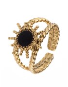 Emily Westwood Inel de otel inoxidabil placat cu aur de 18K - Auriu/Negru