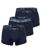 Emporio Armani Set de boxeri din amestec de bumbac cu banda logo in talie - 3 perechi - Albastru