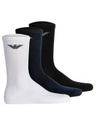 Emporio Armani Set de sosete lungi cu logo - 3 perechi - Alb/Negru/Albastru