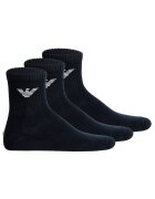 Emporio Armani Set de sosete scurte cu logo - 3 perechi - Albastru
