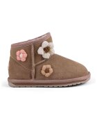 Emu Ghete slip-on de piele intoarsa cu aplicatii florale - Roz pastel/Alb murdar/Bej deschis
