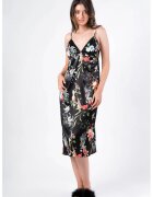 En Prive Camasa de noapte din satin cu decolteu in V si model floral - Alb/Negru/Verde feriga