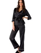 En Prive Pijama din satin Iris - Negru