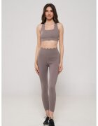 En Prive Set de bustiera slim fit si colanti cu talie inalta - 2 piese - Maro taupe