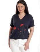 Eranthe 888141919-Bluza Dama - Bleumarin cu Pictura Murala - Bleumarin