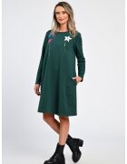 Eranthe Rochie Dama - A-Line - cu Buzunare Laterale si Pictura Realizata Manual V363 - Verde