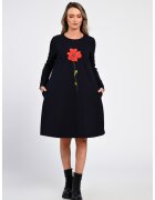 Eranthe Rochie Dama - A-Line - cu Buzunare Laterale si Pictura Realizata Manual V364 - Bleumarin