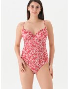 EROS Costum de baie intreg cu imprimeu floral - Alb/Rosu