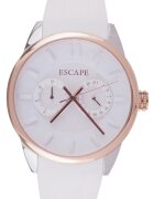 Escape Ceas barbatesc model ECP10785 - curea din silicon - carcasa de 42mm - rezistenta la apa 5 ATM - alb/auriu