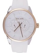 Escape Ceas barbatesc model ECP10786 - curea din silicon - carcasa din otel - 42mm - rezistenta la apa 5ATM - alb/auriu