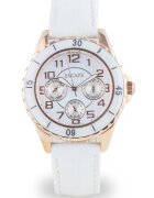 Escape Ceas dama 36 mm - curea piele ecologica alba - rezistenta la apa 5 ATM