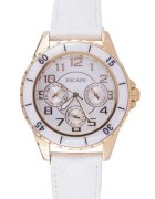Escape Ceas dama 36 mm - curea piele ecologica alba - rezistenta la apa 5 ATM