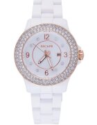Escape Ceas dama 36 mm - curea plastic alba - rezistenta la apa 5 ATM